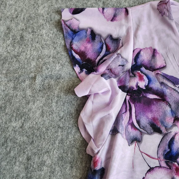 NWT One World Lace V Neck 3/4 Sleeve Stretch Knit Tunic Top Women's 1X Purple - Picture 7 of 12